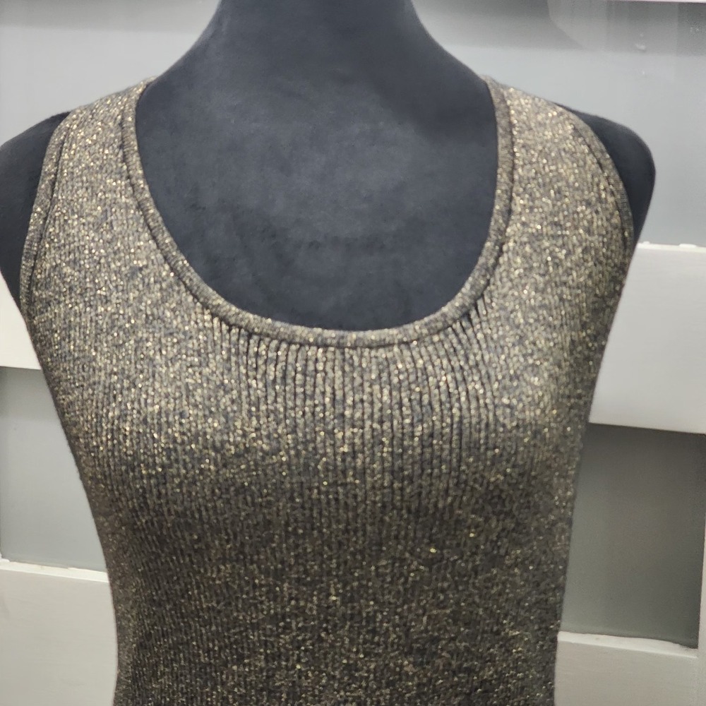 Cartise Sparkly Viscose Lurex Bronze & Gold Scoop Neck Tank in Size Large